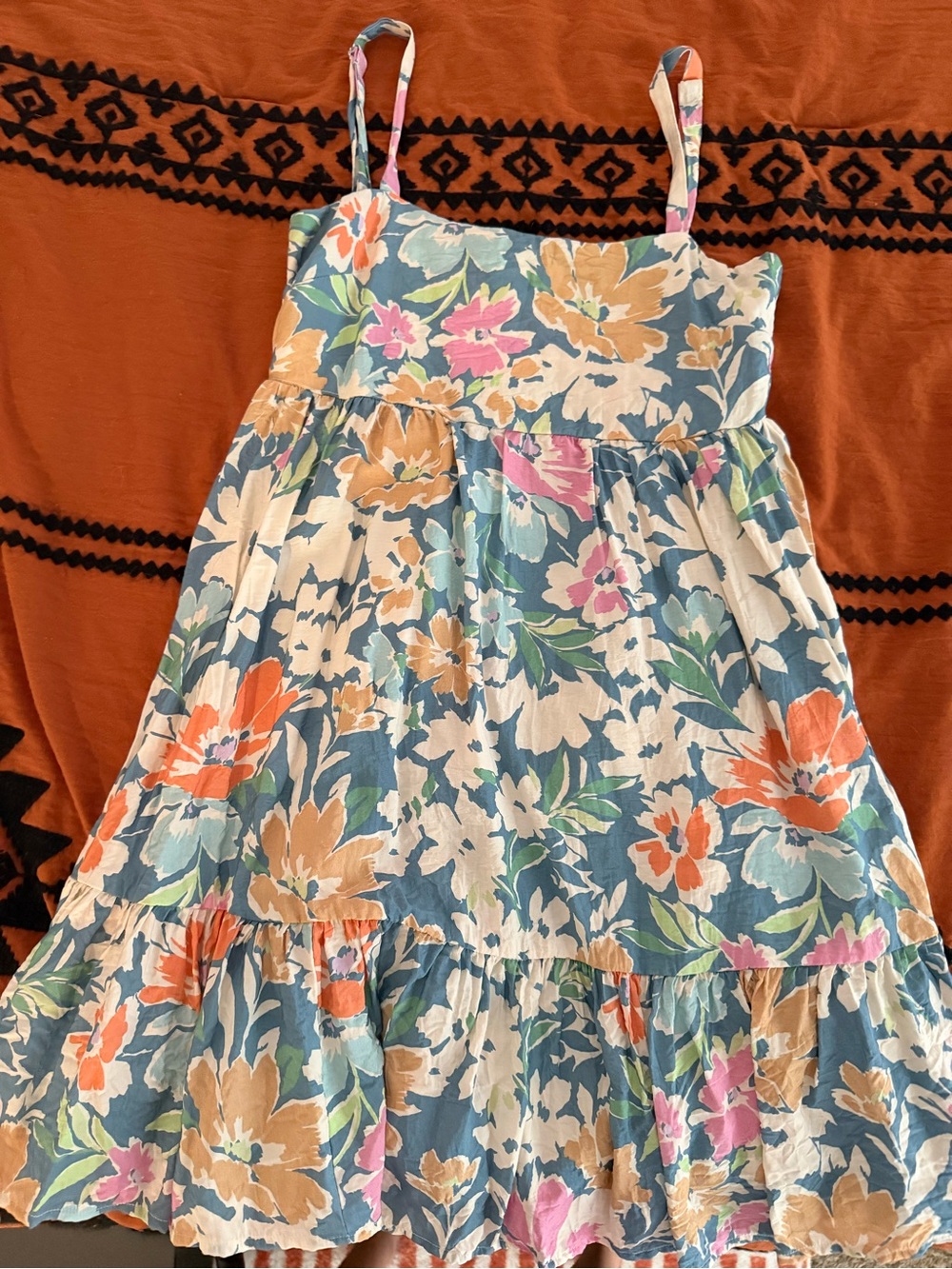 Women’s Floral Sundress with Blue & Peach Blooms
